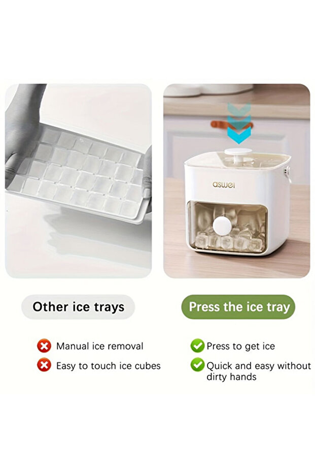 Double Layer 48 Grid Ice Cube Tray with Transparent Window - 3
