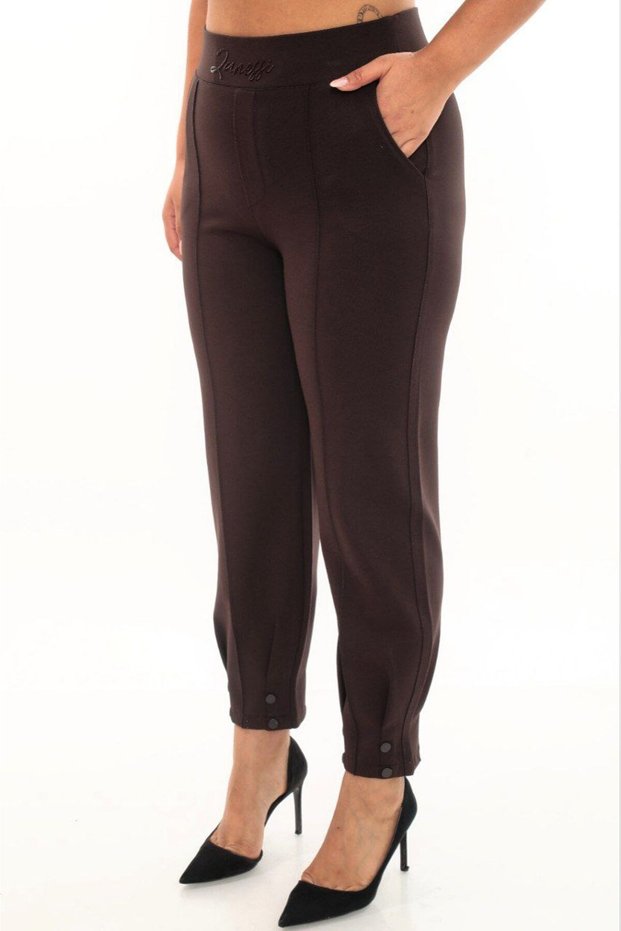 Plus Size Shaping / Sculpting High Waist Mom Leg Detail Knitted Women's Trousers