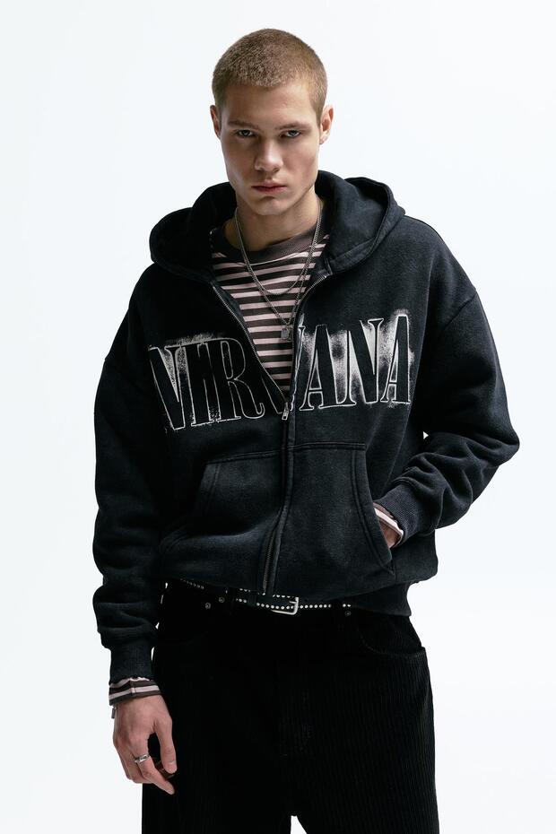 Nirvana fermuarlı kapüşonlu sweatshirt - 1