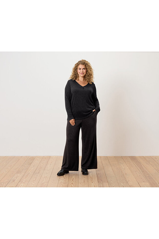 Kadın Bluz, Simli İplik, Siyah - 2