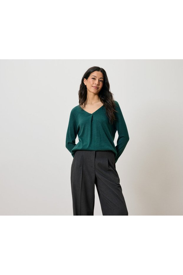 Women's Blouse, Glitter Thread, Petrol