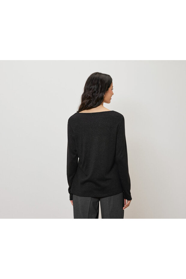 Kadın Bluz, Simli İplik, Siyah - 4