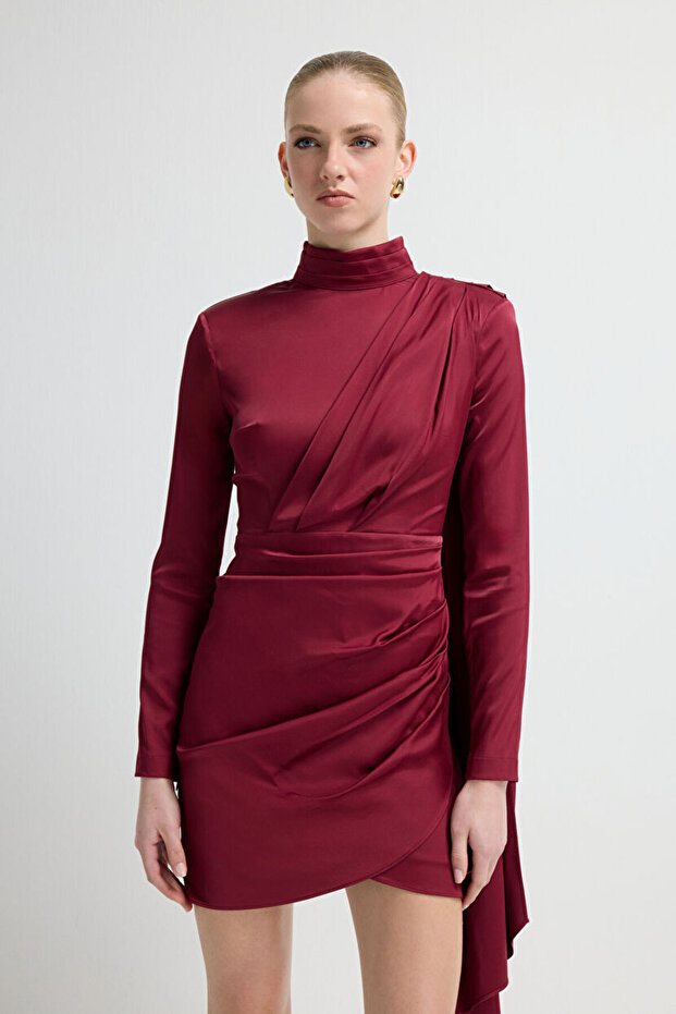 Drapeli Mini Elbise - 3