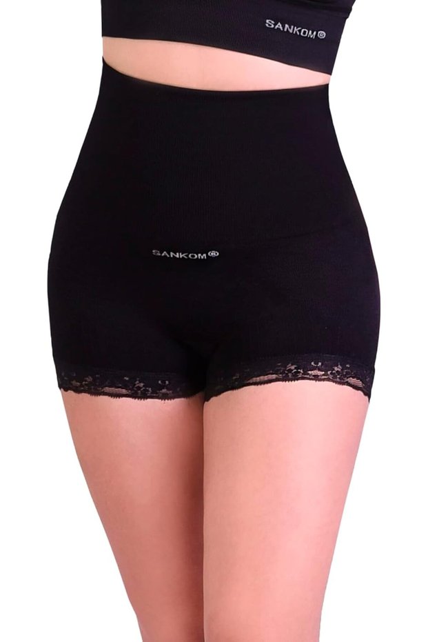 Patent Aloe Vera High Waist Shapewear Brief for Women - Dark Black