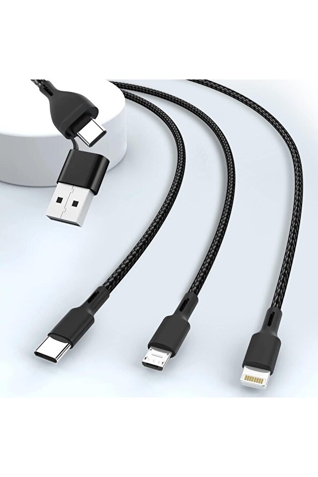 4-in-1 USB-C Multi Charging Cable, 3.93ft Nylon Braided