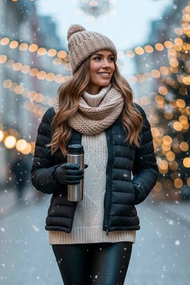 Kadın Siyah Mont HM-480 - 2