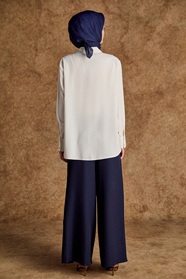 Geniş Paça Robalı Krep Pantolon - 2