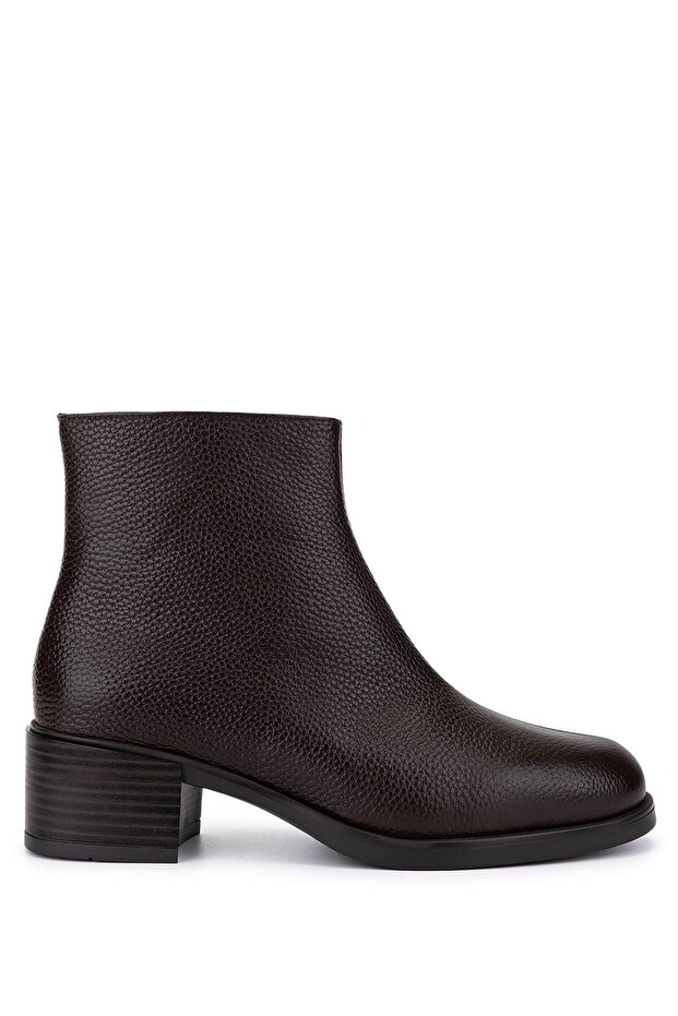 Women's Genuine Leather Brown Heeled Boots