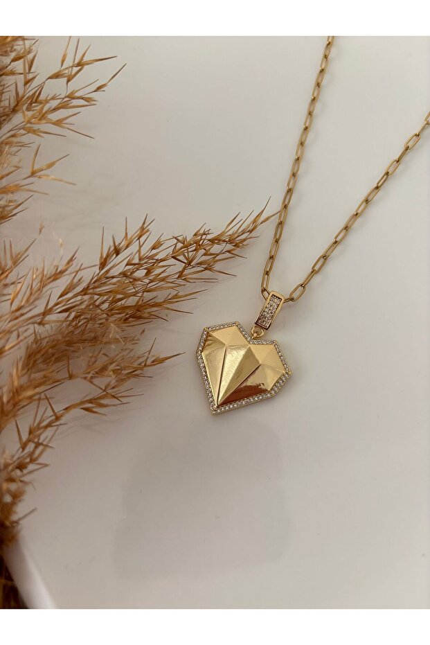 Gold Figure Steel Necklace with Paperclip Chain