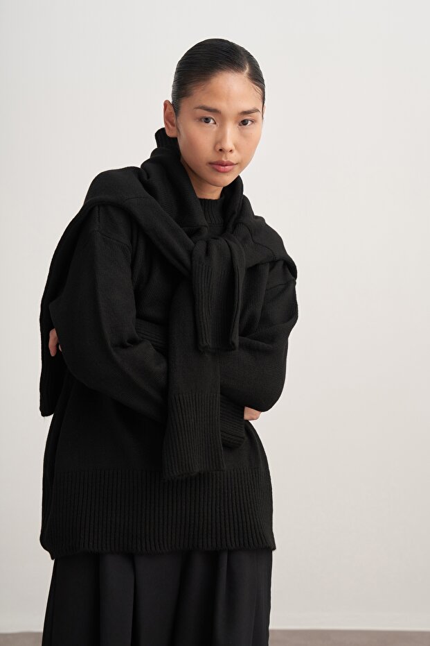 Kadın Basic Triko Kazak Siyah - 2