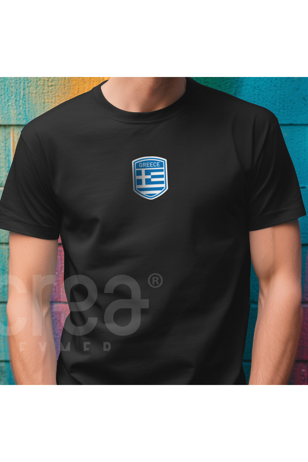 Greece Union Emblem Printed - Regular Biker Model - Cycling T-Shirt Khaki - Khaki - Black