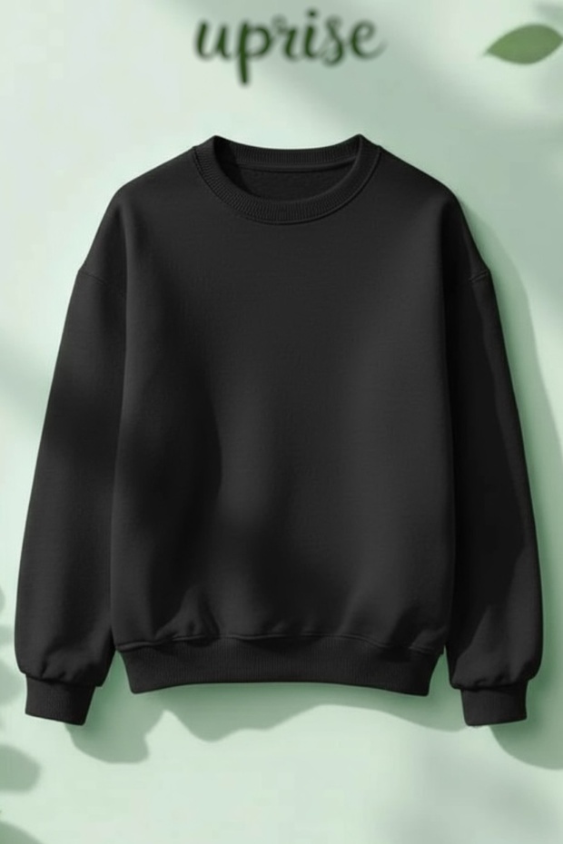 Basic Unprinted Cotton 3 Thread Crew Neck O Oversized Sweatshirt