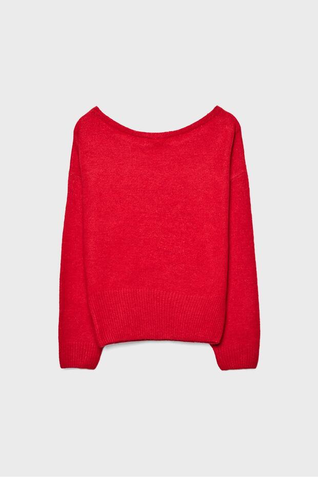 Geniş yaka triko kazak - 7