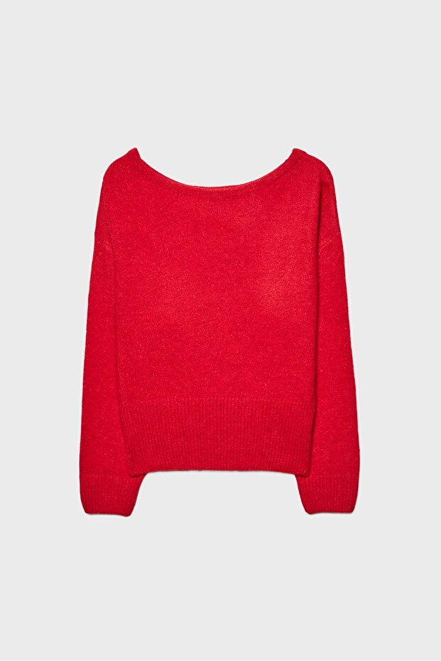 Geniş yaka triko kazak - 6