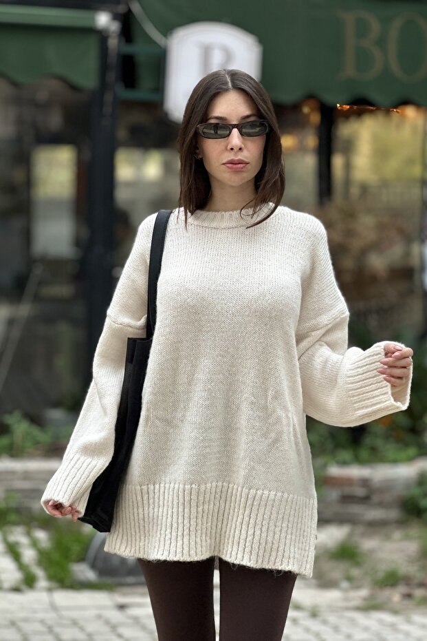 Kadın Oversize Basic Yün MD Kazak - 1