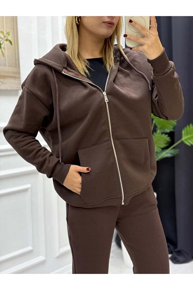 طقم بدلة رياضية بثلاثة خيوط مع سحاب - 2