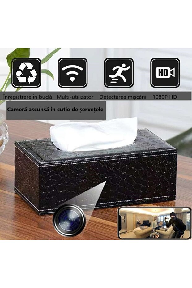 1080p WiFi camera hidden in a tissue box – discreet monitoring with motion detection - 2