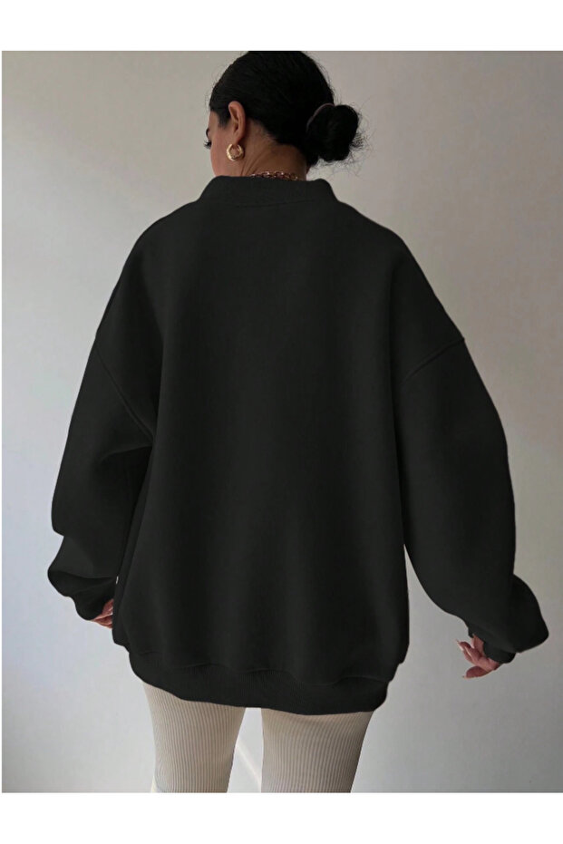 Oversize V Yaka Kadın Sweatshirt - 4