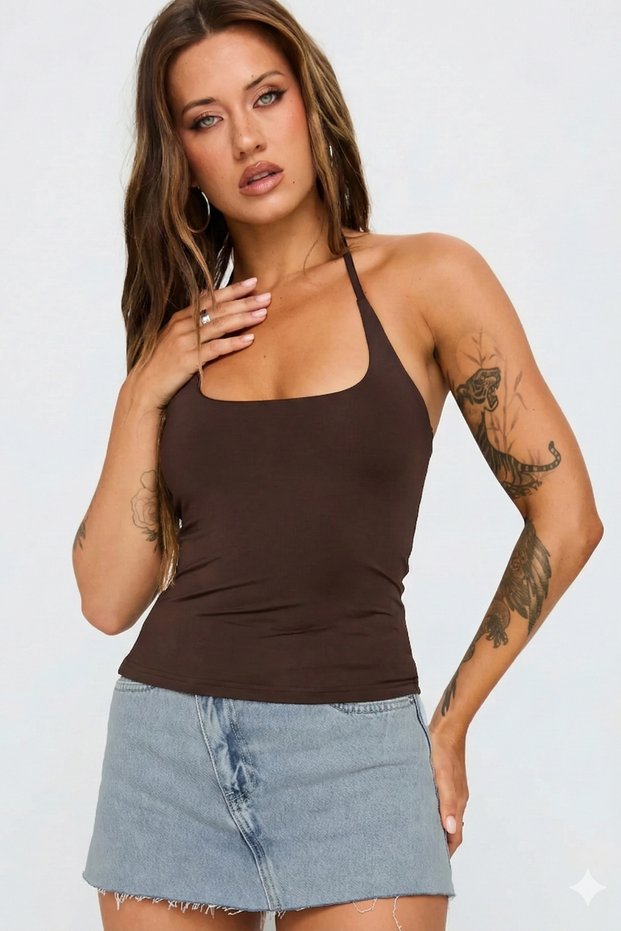 Halter Neck Back Detail Blouse Jt9086