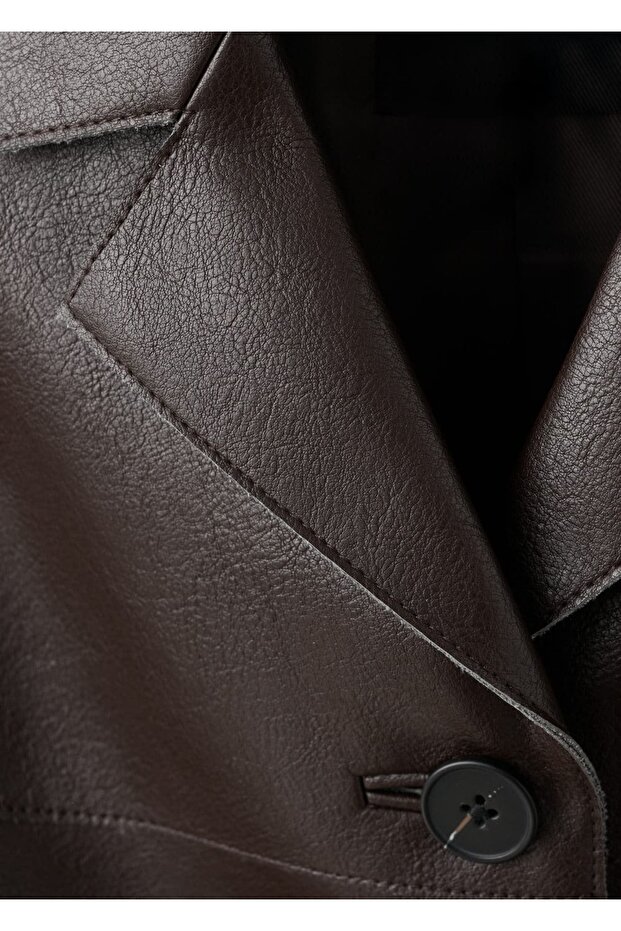 Deri görünümlü cepli ceket - 6