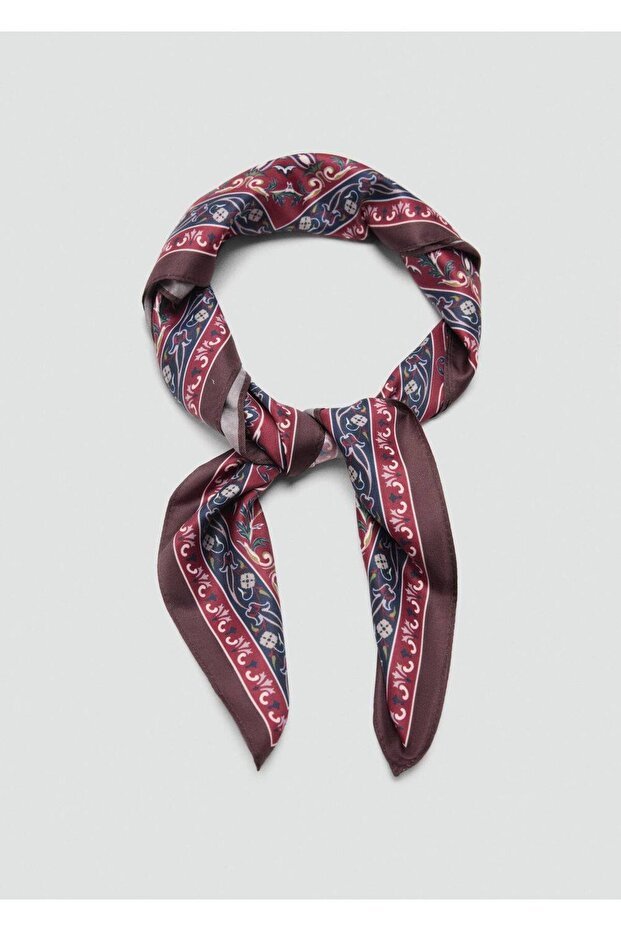 Desenli saten fular - 3