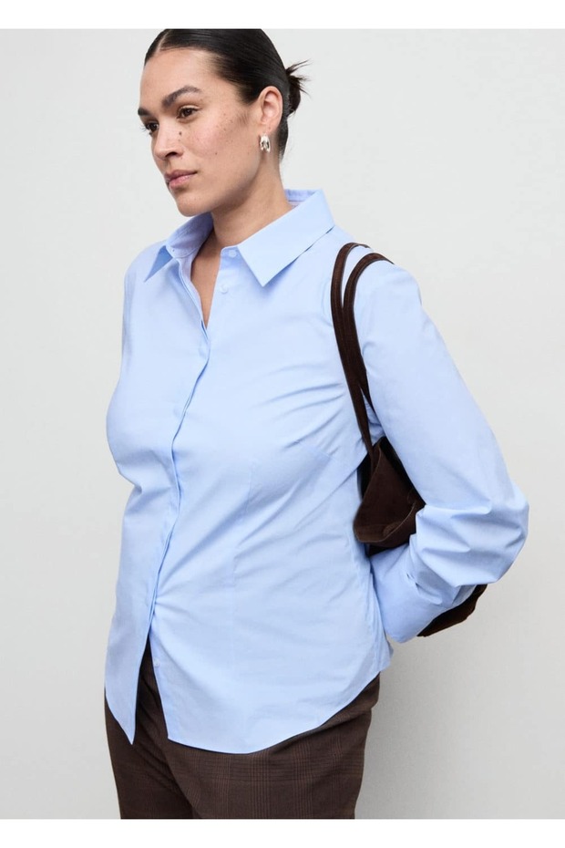 Bedene oturan poplin gömlek - 6