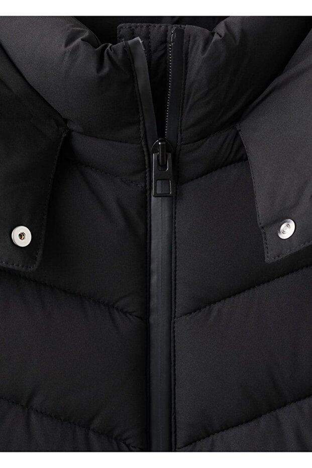 Kapüşonlu midi kapitone anorak - 7