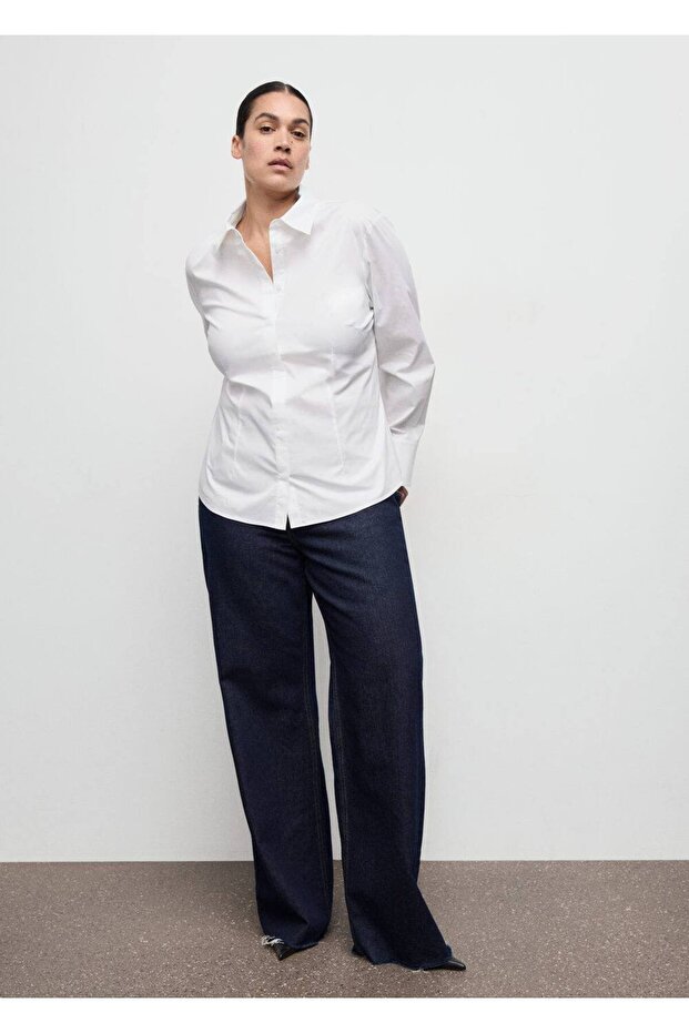 Bedene oturan poplin gömlek - 5