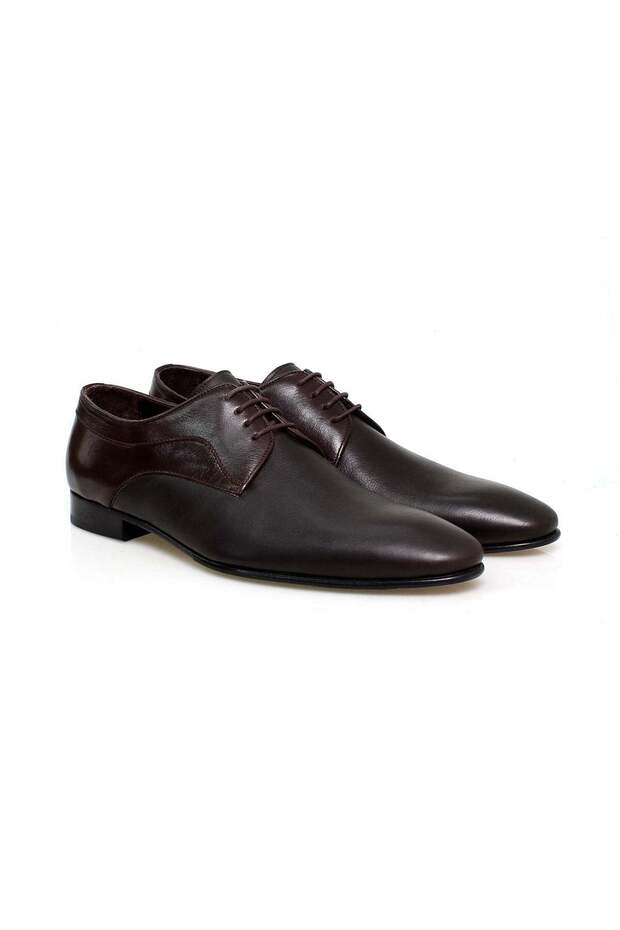 Brown Lace-Up Genuine Leather Men's Shoes