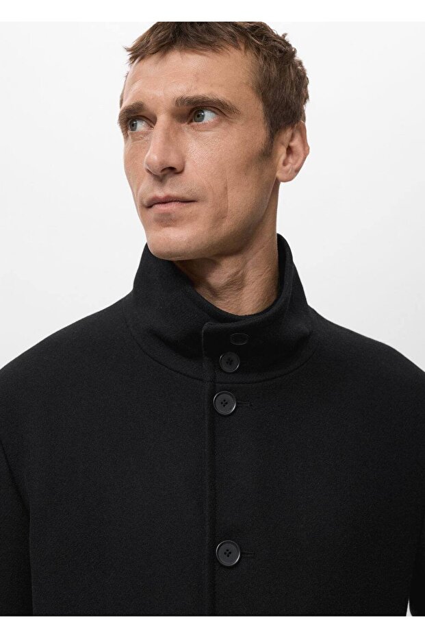 Dik yaka yün palto - 5