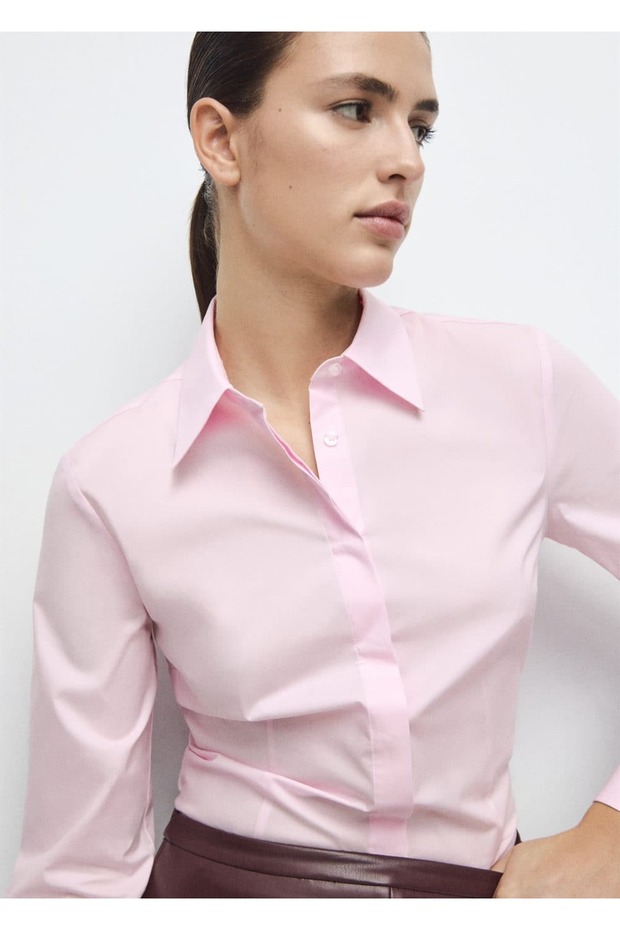 Bedene oturan poplin gömlek - 1