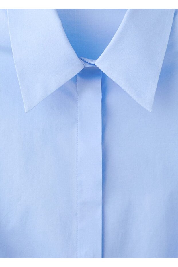 Bedene oturan poplin gömlek - 7