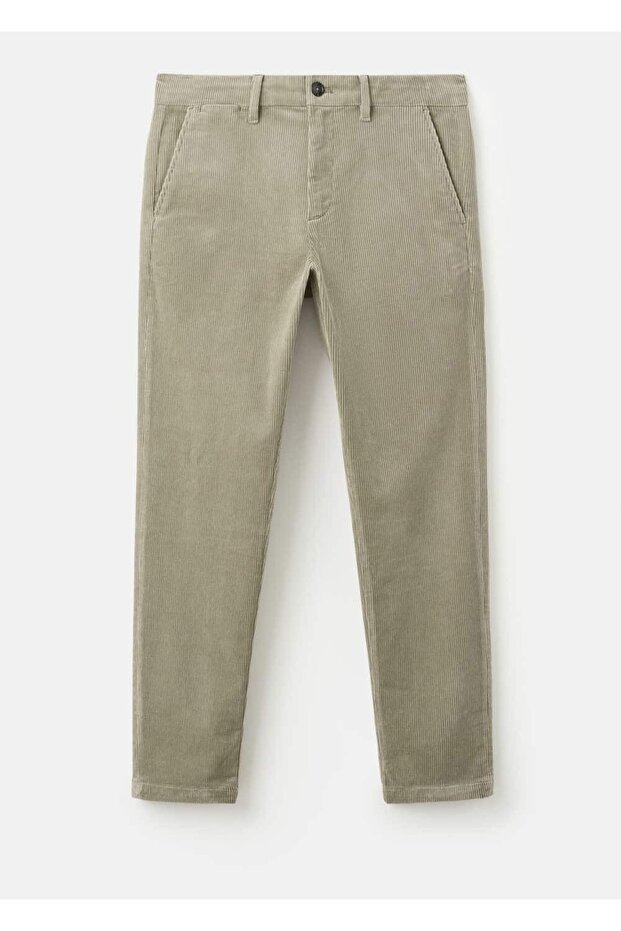 Dar kesim fitilli kadife pantolon - 3