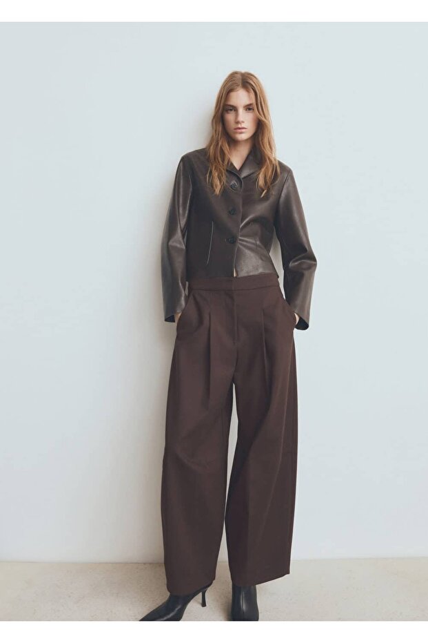 Deri görünümlü cepli ceket - 2