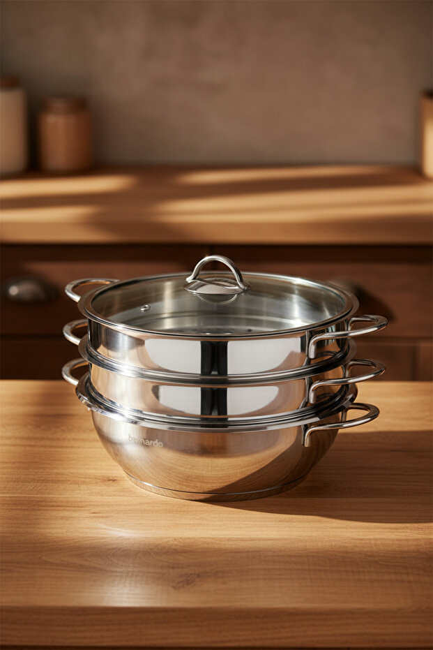 Pedro Induction Base 4-Piece Stainless Steel Ravioli Pot Set (28 cm - 5 Liters)