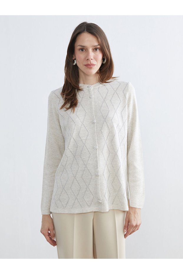 Rmz Gi̇yi̇m Farkiyla Diamond Embroidered Women's Knitwear Cardigan