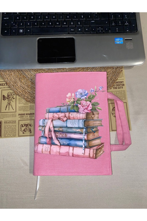 17X24 cm Book Bag |   Water Repellent Fabric |   Pastel Book and Floral Patterned |   Protective Book Cover