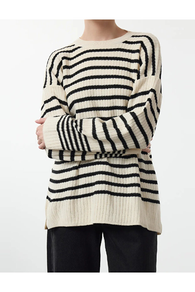 Pulover, Ecru/Negru - 1