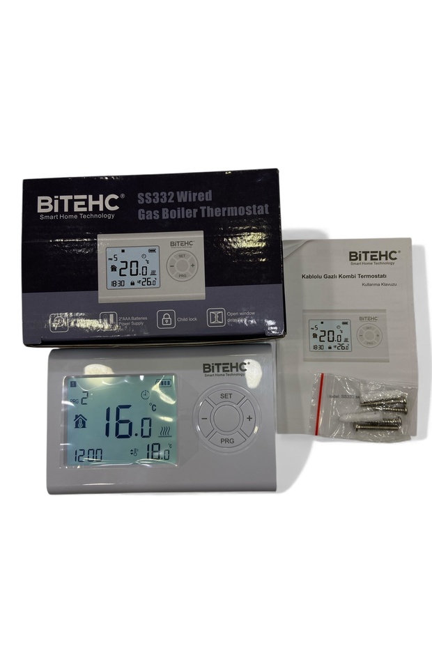 (BİTECH) SS332 KOMBİ ODA TERMOSTATI KABLOLU PROGRAMLANABİLİR - 1