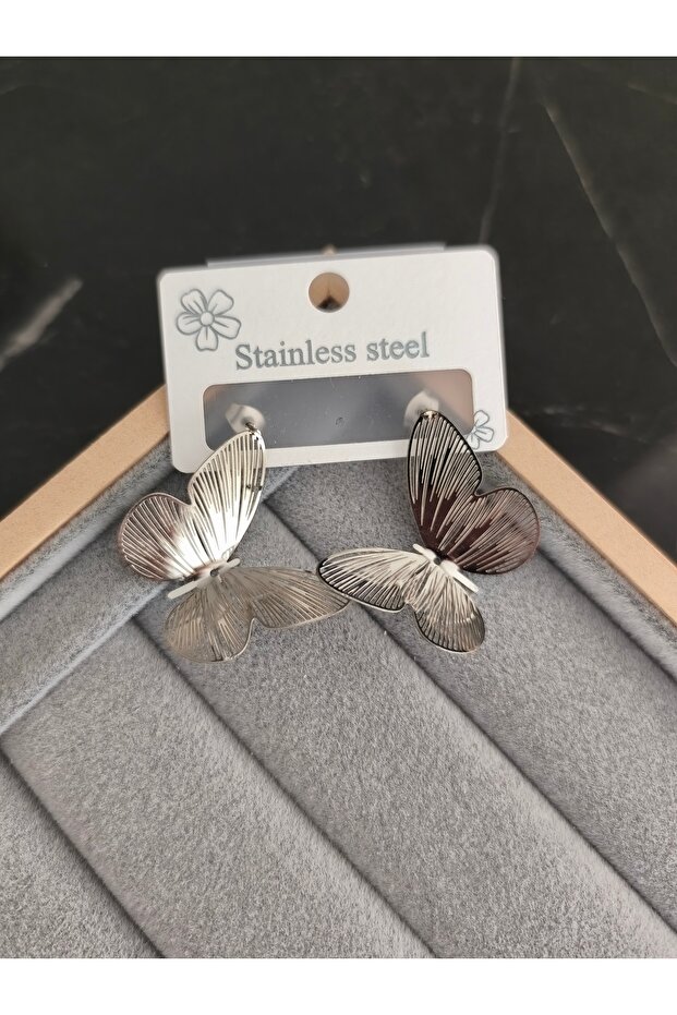 Çelik Kelebek Küpe - 1