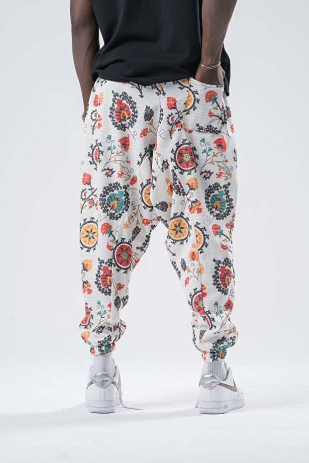 بنطلون شالوار منقوش بخصر مطاطي - 3