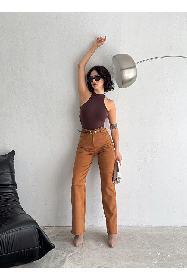 Women's Suede Baggy Pants