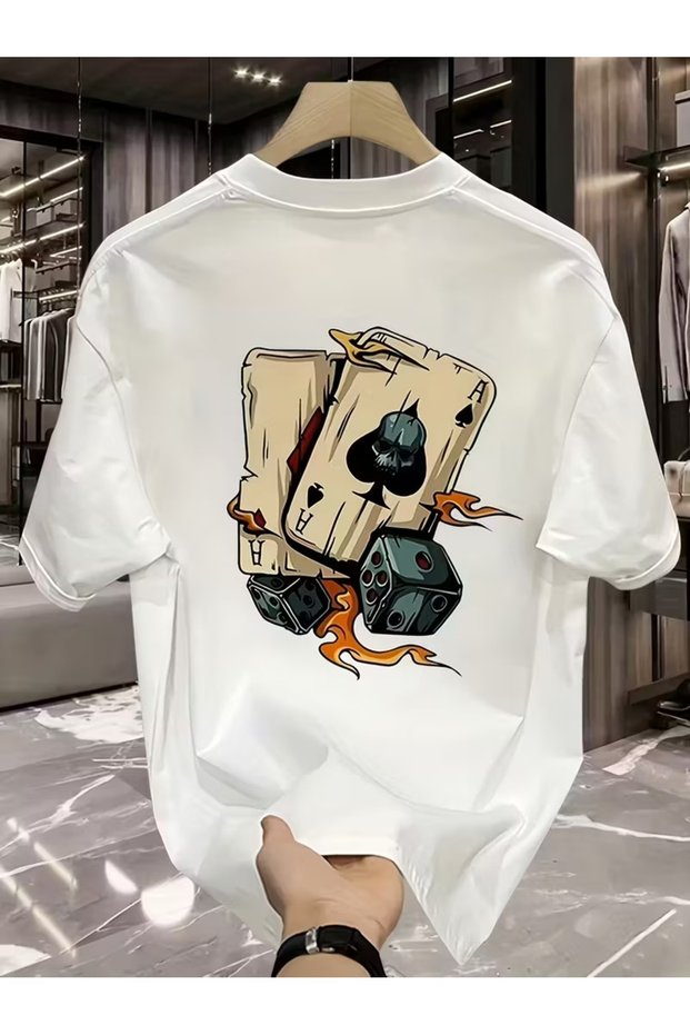 Playing Card and Dice B Printed O Oversized T-Shirt – Unisex Streetwear Design