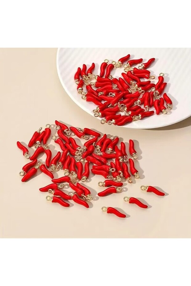 Red-10pcs 10pcs Red Chili Enamel Charms Alloy Metal Gold Color Pepper Pendants For DIY Crafting Earr