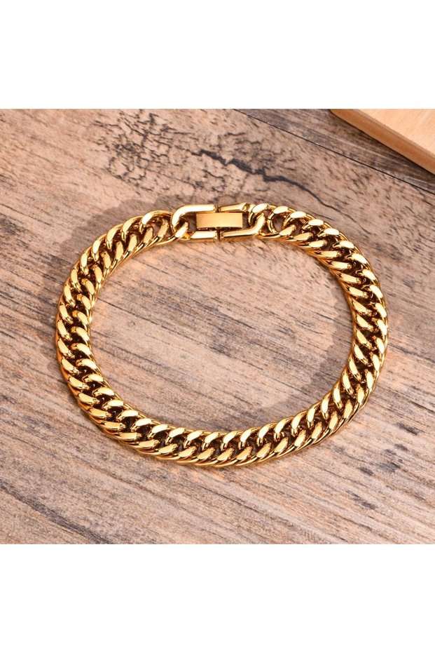 21.5cm BR-1319G Vnox Men's Stainless Steel 8MM Link Chain Miami Cuban Bracelets for Male Boys Gifts