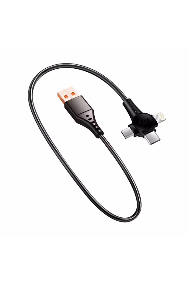 كابل USB C مستقيم أسود بطول 1.5 متر بقوة 120 وات 3 في 1، كابل بيانات سريع الشحن وقابل للسحب لأجهزة iPad