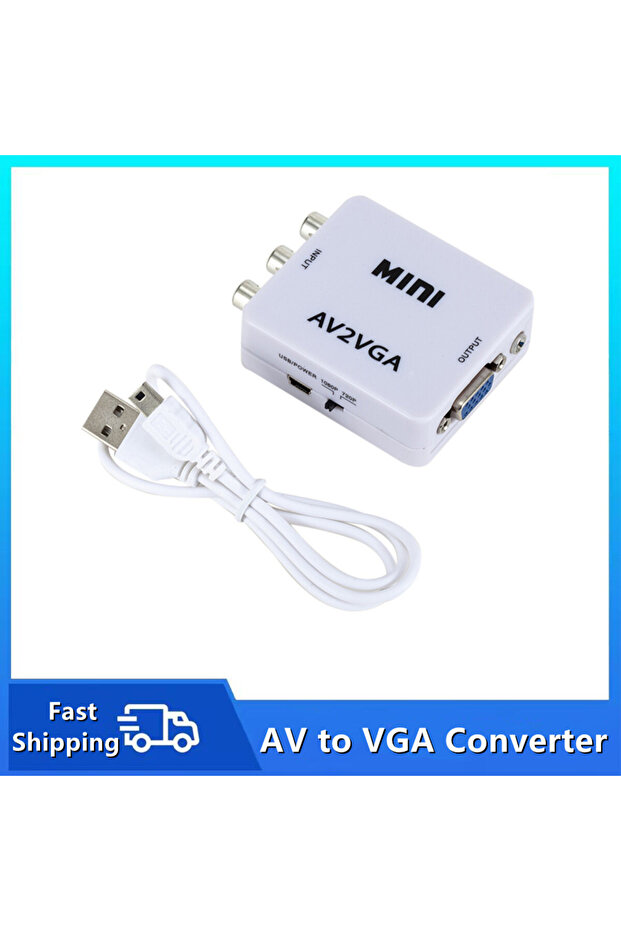 AV2VGA TABLLYUGE AV to VGA Converter Adapter Box Mini RCA to VGA Video Adapter With 3.5mm Audio Jack