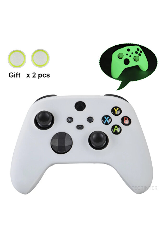 غطاء حماية من السيليكون باللون الأخضر المضيء لجهاز تحكم Xbox Series X/S وملحقات لوحة الألعاب Thum