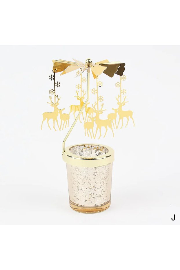 Gold-J Hot Rotating Candle Stick Holder Candlestick Home Decoration Hallowmas Christmas Gift Party R