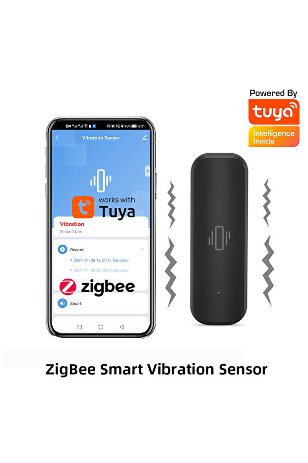 Zigbee (يحتاج إلى محور) WiFi أو مستشعر اهتزاز Zigbee وحماية أمان المنزل وتطبيق Tuya Smart Life الحقيقي